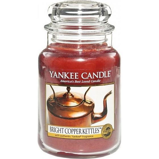 Yankee Candle Bright Copper Kessel - Shiny Copper Kessel Duftkerze Classic Large Glass 623 g
