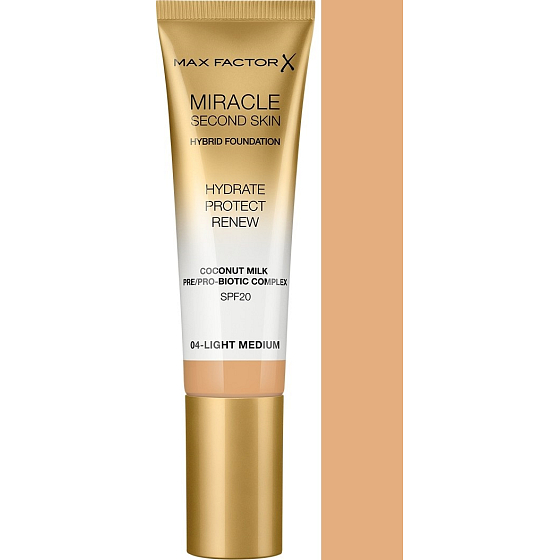 Max Factor Miracle Second Skin Hybrid Foundation Make-up 04 Leicht Mittel 30 ml