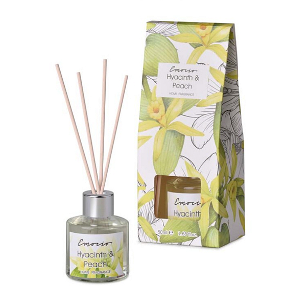 Emocio Hyacinth & Peach Aromadiffusor mit natürlichen Rattanstäbchen 50 ml