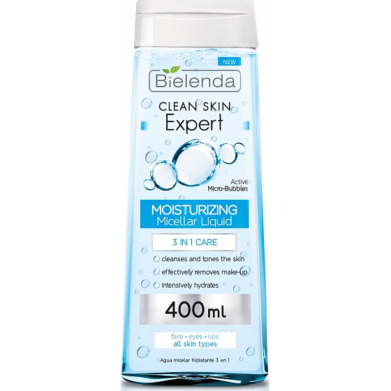Bielenda Clean Skin Expert 3in1 feuchtigkeitsspendendes Mizellenwasser 400 ml