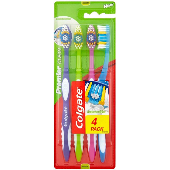Colgate Premier Clean Medium mittelgroße Zahnbürste 4 Stück