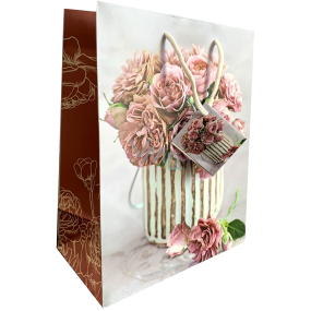 Nekupto Geschenkpapier Tasche 23 x 18 x 10 cm Rosen in einer Vase