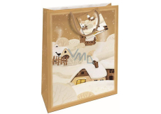 Nekupto Geschenkpapier Tasche 32,5 x 26 x 13 cm Weihnachten Schneehaus