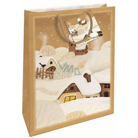 Nekupto Geschenkpapier Tasche 32,5 x 26 x 13 cm Weihnachten Schneehaus