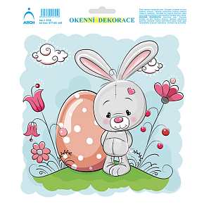 Bogen Osteraufkleber, Fensterfolie ohne Kleber Hase auf der Wiese 20 x 23 cm