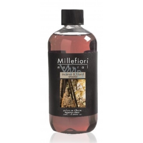 Millefiori Milano Natural Incense & Blond Woods - Weihrauch und Light Woods Diffusor Nachfüllung für Weihrauchstiele 500 ml