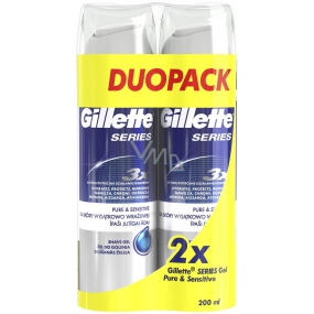Gillette Series Pure & Sensitive Rasiergel für Männer 2 x 200 ml, Duopack