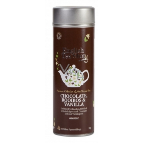 English Tea Shop Bio Rooibos Schokolade und Vanille 15 Stück biologisch abbaubare Pyramiden entkoffeinierten Tees in einer recycelbaren Blechdose 30 g