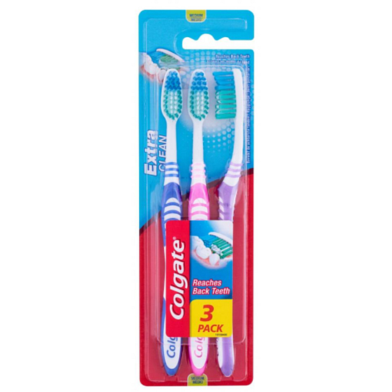 Colgate Extra Clean Mittlere mittlere Zahnbürste 3 Stück