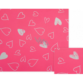 Nekupto Geschenkpapier 70 x 150 cm Pink mit weißen Herzen