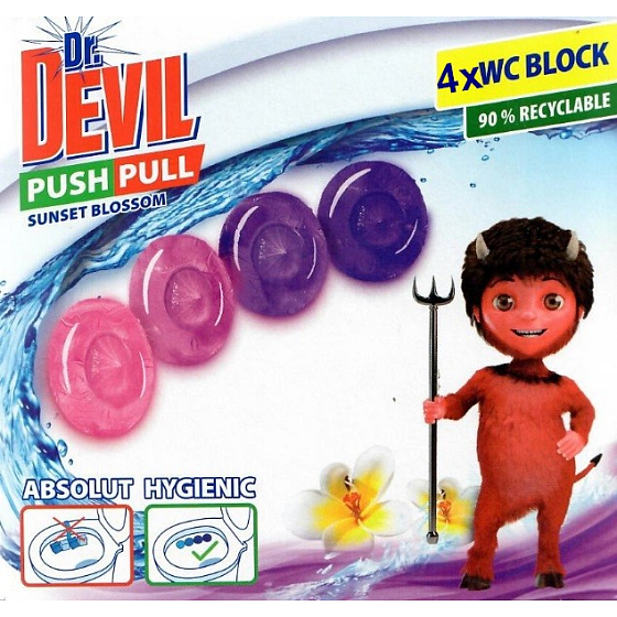 Dr. Devil Sunset Blossom Push Pull WC-Block ohne Korb 4 x 20 g
