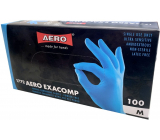 Aero Exacomp Hygienische Einmalhandschuhe aus Nitril antiallergen puderfrei, Größe M, Karton 100 Stück blau