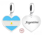 Sterling Silber 925 Argentinien Flagge - Herz, Reise-Armband-Anhänger