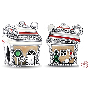 Charm Sterling Silber 925 Lebkuchenhaus, Perle für Armband Weihnachten