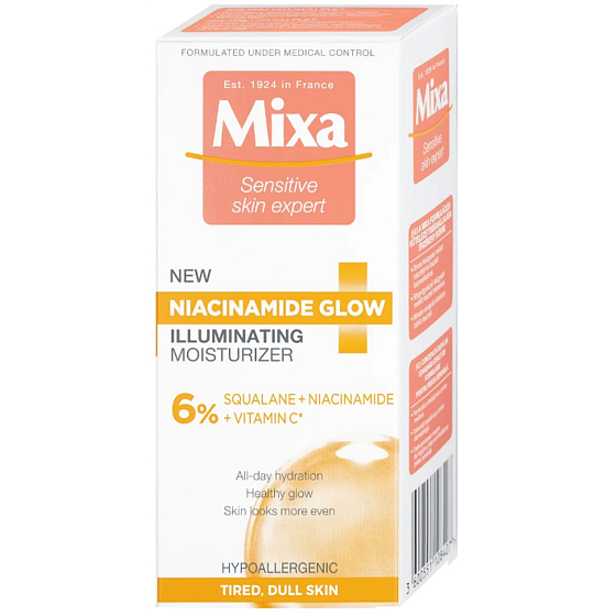 Mixa Niacinamide Glow Brightening Cream mit bis zu 24 Stunden Feuchtigkeitszufuhr 50 ml