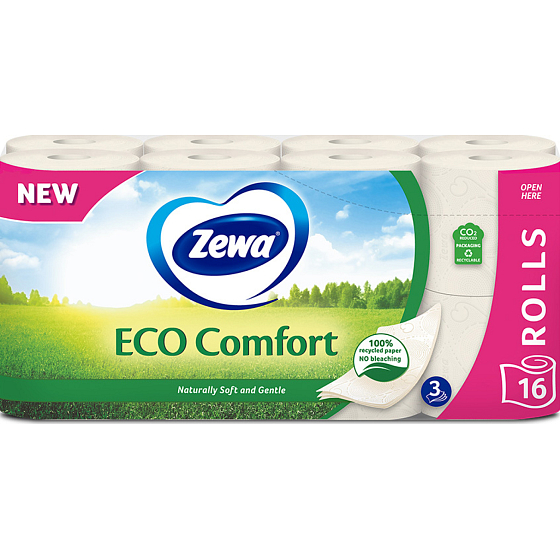 Zewa ECO Comfort 3-lagiges Toilettenpapier, 16 Rollen, 19,3 m Rolle