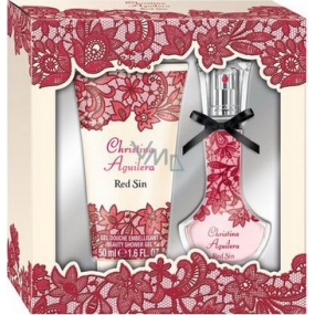 Christina Aguilera Red Sin parfümiertes Wasser für Frauen 15 ml + Duschgel 50 ml, Geschenkset