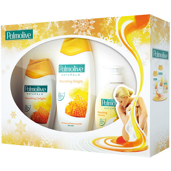 Palmolive Sweet Enjoyment Flüssigseife 300 ml + Honig Duschgel 250 ml + Badeschaum 500 ml, Kosmetikset