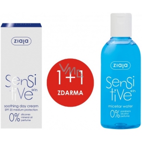 Ziaja Sensitive Skin SPF 20 beruhigende Tagescreme zur Verringerung von Reizungen 50 ml + Mizellenwasser für empfindliche Haut für empfindliche Haut 200 ml, Duopack